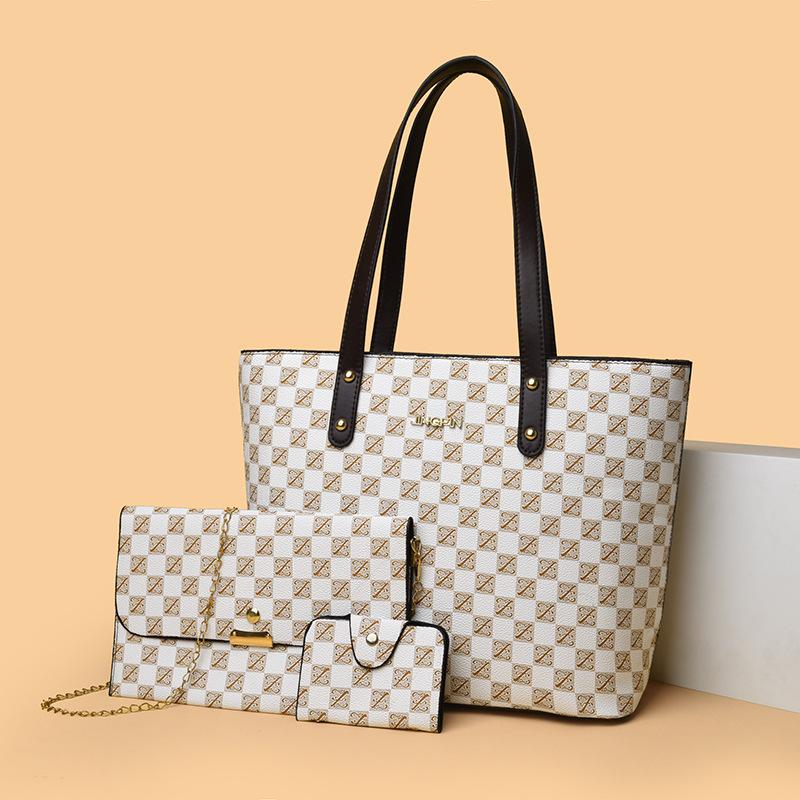 New Printed Shoulder Bag Splicing Plaid Messenger Bag Contrasting Color Large Capacity Texture Women's Bag Mother Bag