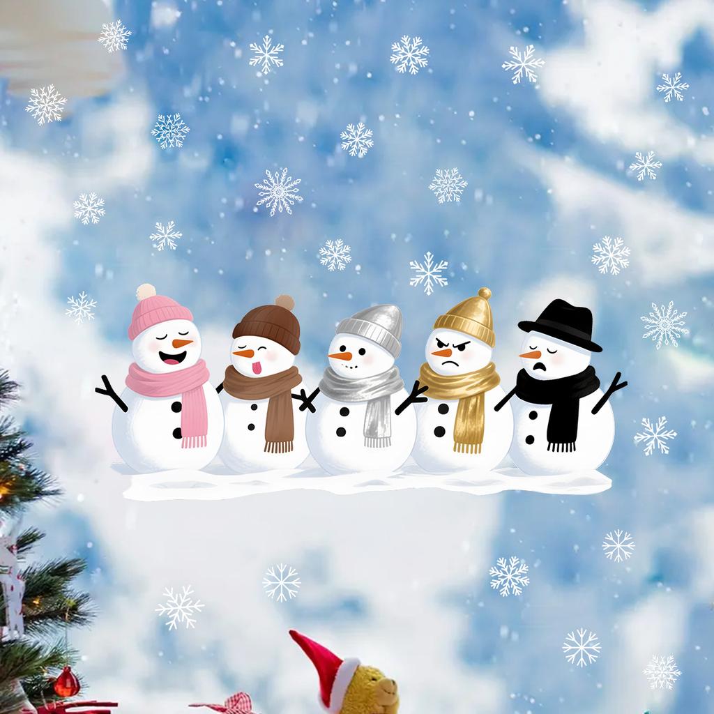 Elektrostatische Weihnachts-Schneeflocke Schneemann Elektrostatische Adsorption Klebstofffreie Glasaufkleber für Heimdekoration