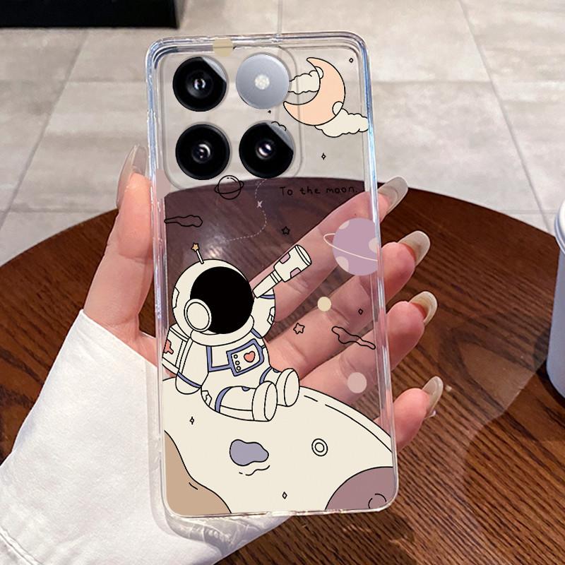 Jelly Casing For Xiaomi 14T 14TPro Clear Silicone Soft TPU Back Cover For Xiaomi 14T Pro Cute Cat Rabbit Heart Protective Case