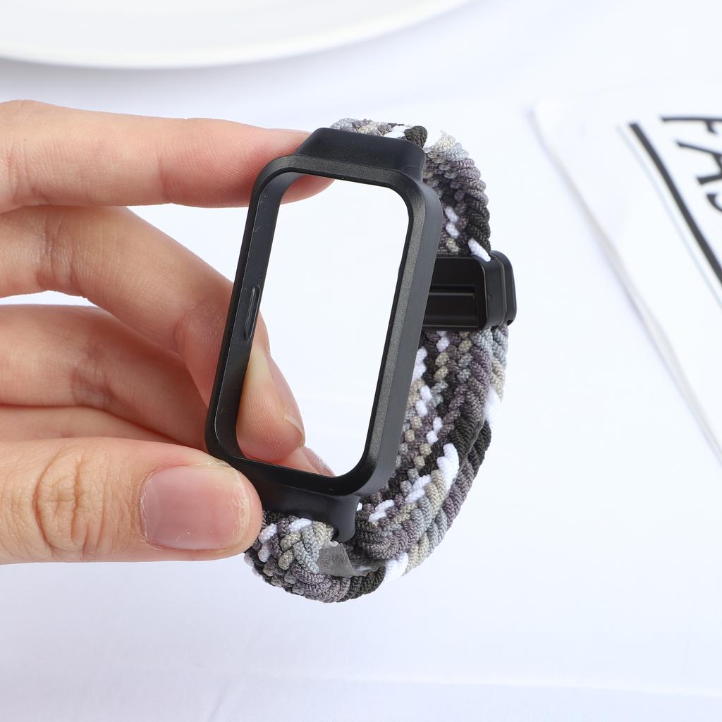 Pulseira Trançada+Capa de PC para Xiaomi mi band 9 8 active acessórios esportes magnético Pulseira de Nylon correa+Capa para Redmi band 3 2