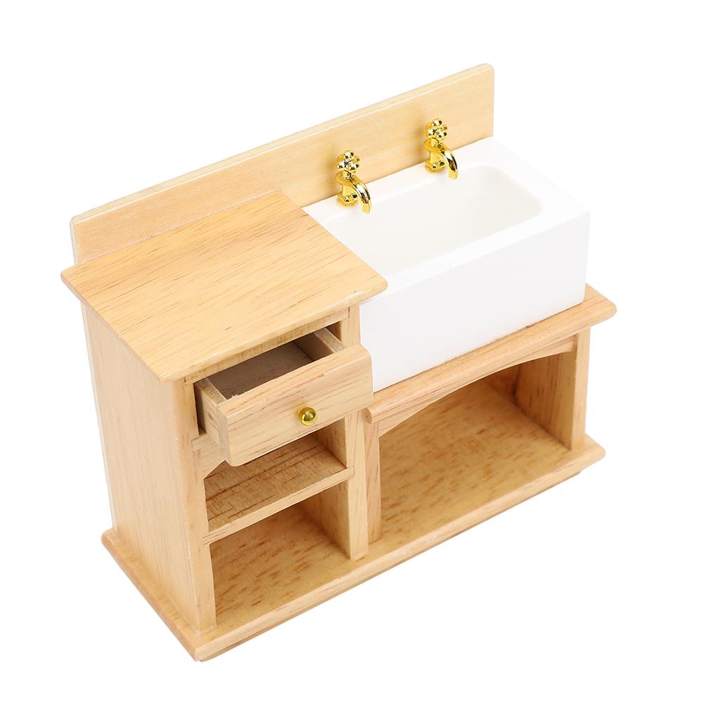 1:12     Accessory  ature Furniture   Kitchen Sink Wooden Wash Basin