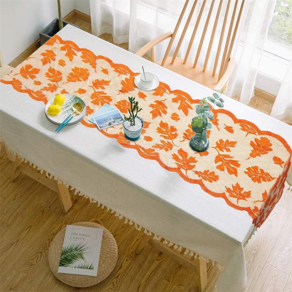 Lace Design Table Runner Maple Leaf Pattern Lace Fall Tablecloth NEW Decorative Runner Home Decor