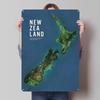 New Zealand Relief Map Poster Map Metal Sign Bathroom Decor Custom Tin Plaques for Wall Art Decoration Man Cave Retro Coffee Bar