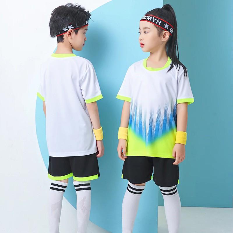 Kids Soccer Jersey Set Short Sleeve Team Uniform Boys Girls Kindergarten School Sports Performance
