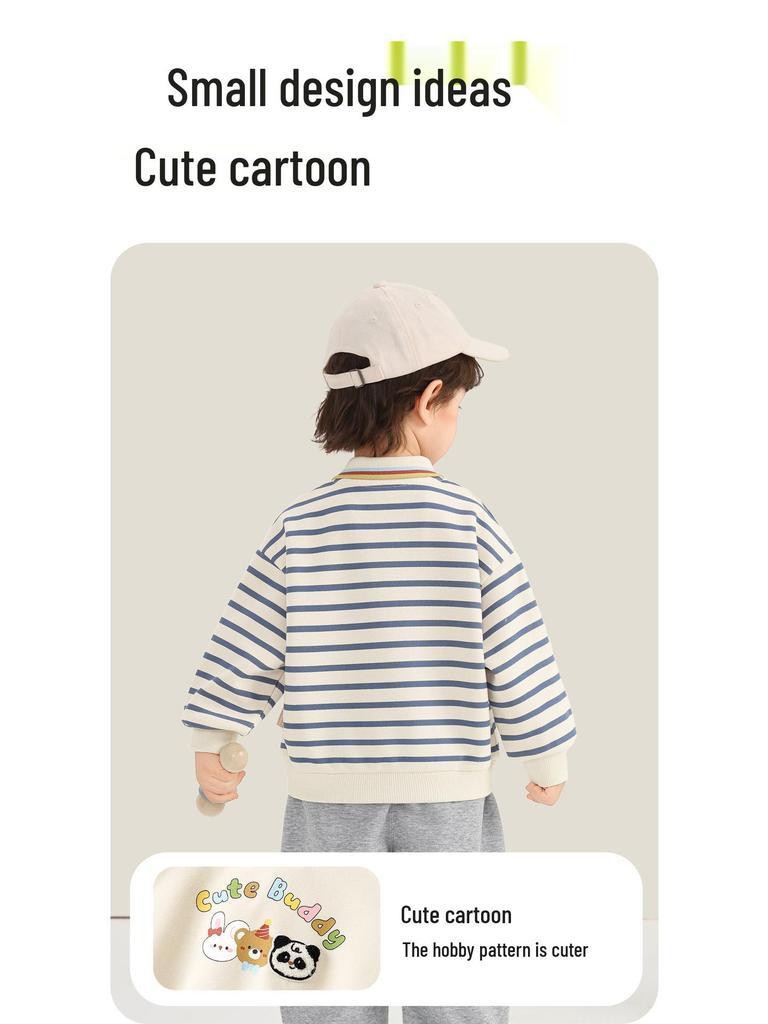 Kaka Panda Kids' Polo Neck Sweatshirt - Boys' and Girls' Spring & Autumn Top