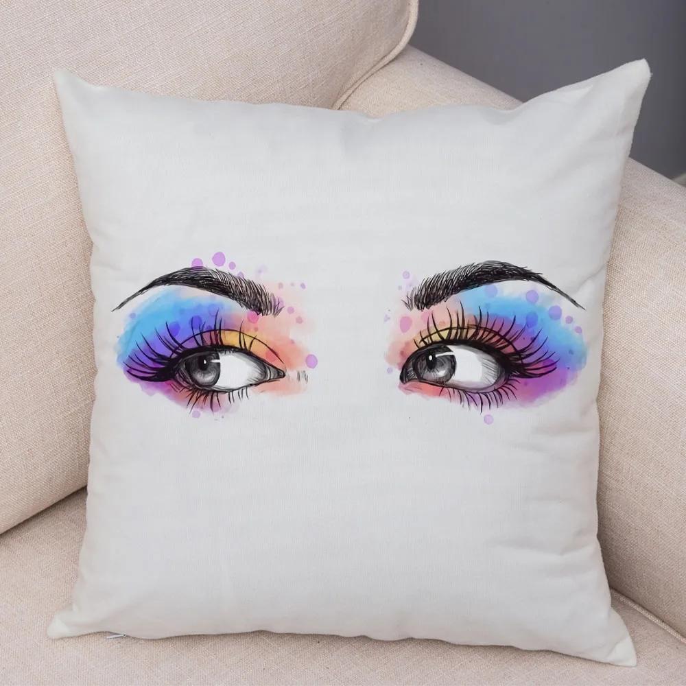 Home Decor Sexy Women Eyelash Pillow Cover Sofa Car Cartoon Eyes Print Cushion Cover Pillow Cover Funda De Almohada