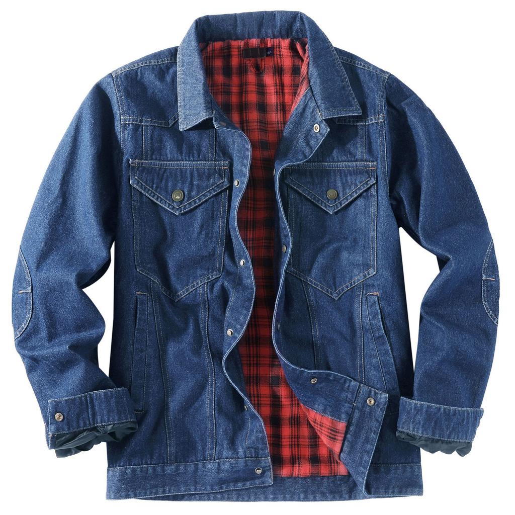 Męska Kurtka Plaidowa Flanelowa Casualowa Kontrastowa Kolorystycznie Kurtka Jeansowa Rozmiar Plus Wiosna Jesień Western