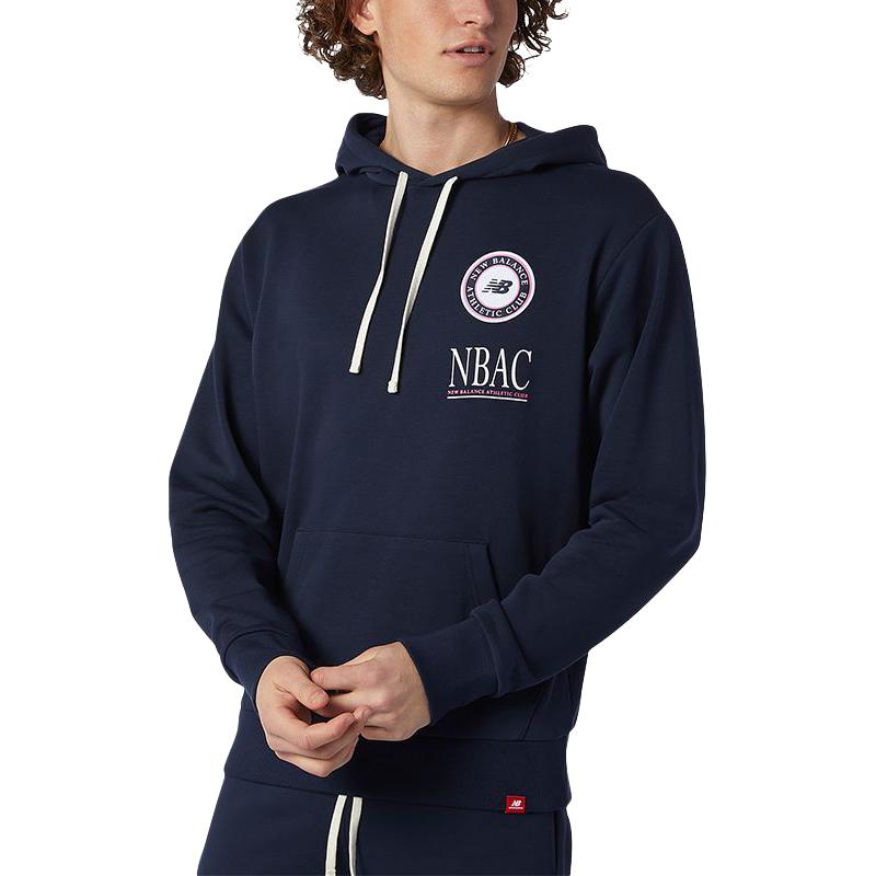 New Balance Sweatshirts Men s Navy Blue Hooded Moderate AMT13519-ECL M