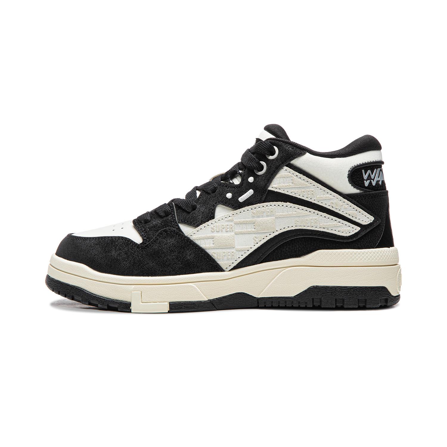

Li Ning Wave MID Thermal Abrasion Resistant Balance Lightweight Mid top Skateboard Shoes Unisex Black Champagne White AGCV265-3 37.5