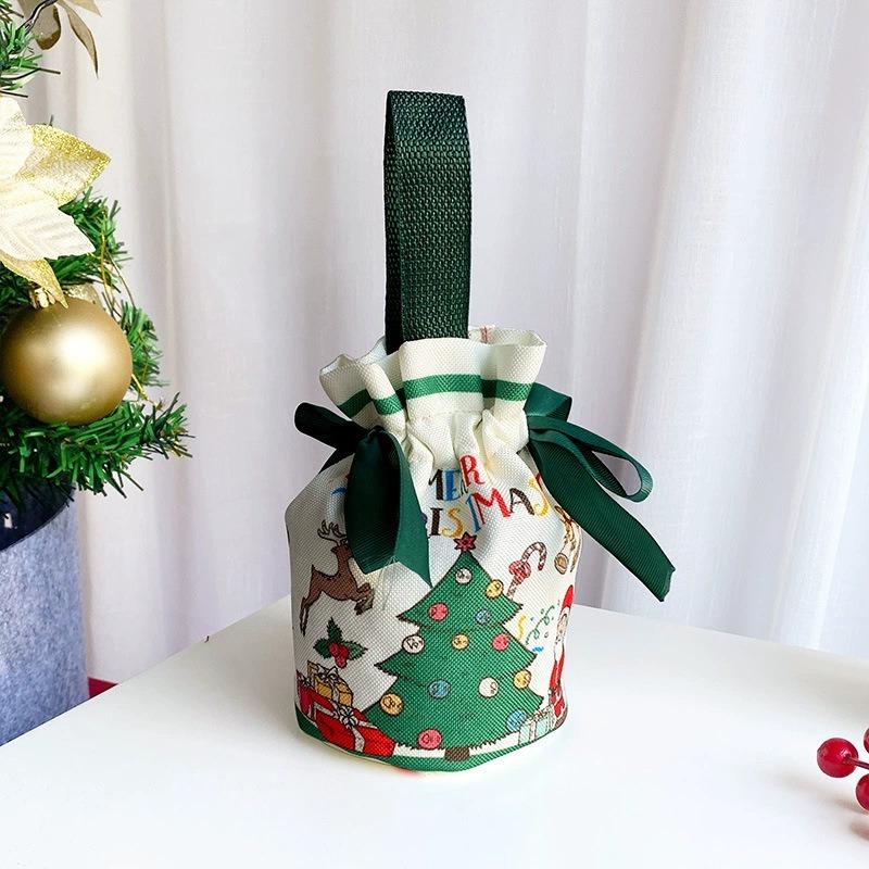 1pcs Christmas Canvas Drawstring Bags Candy Biscuits Pouchs Burlap Bracelet Jewelry Storage Bags Xmas Kids Gift Packaging Bags