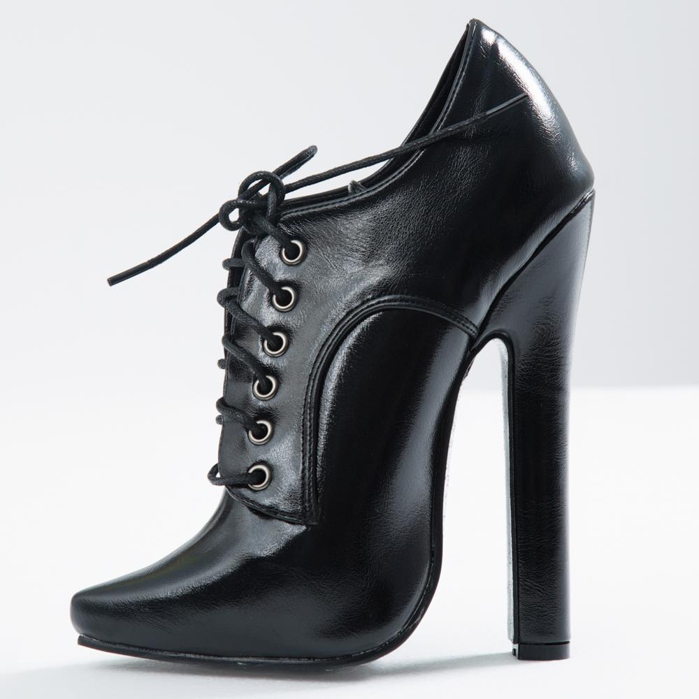 Jialuowei 6 Zoll High Heel Fetisch Schnürung Spitze Zehe Unisex Drag Queen Pumps