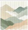Neutral Shower Curtain, Abstract Pencil Painting Print of Mountains with Harmonious Pastel Tones, Cloth Fabric Bathroo