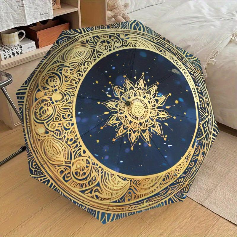 1pc Golden Mandala Themed Umbrella -Home Travel Portable Outdoor Accessories, Multi-functional Umbrella Gift081606