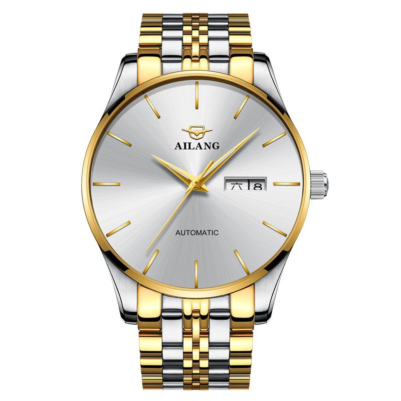 AILANG Men's Mechanical Watch Fully Automatic Ultra -thin Fashion Trend Men's Watch Bilateral Calendar Night Light Waterproof