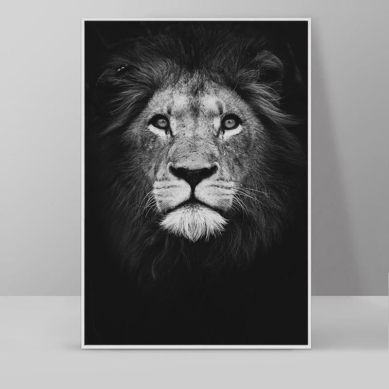 Modern Black And White Lion Elephant Deer Zebra Poster Canvas Painting Nordic Animals Wall Picture For Living Room Home Decor