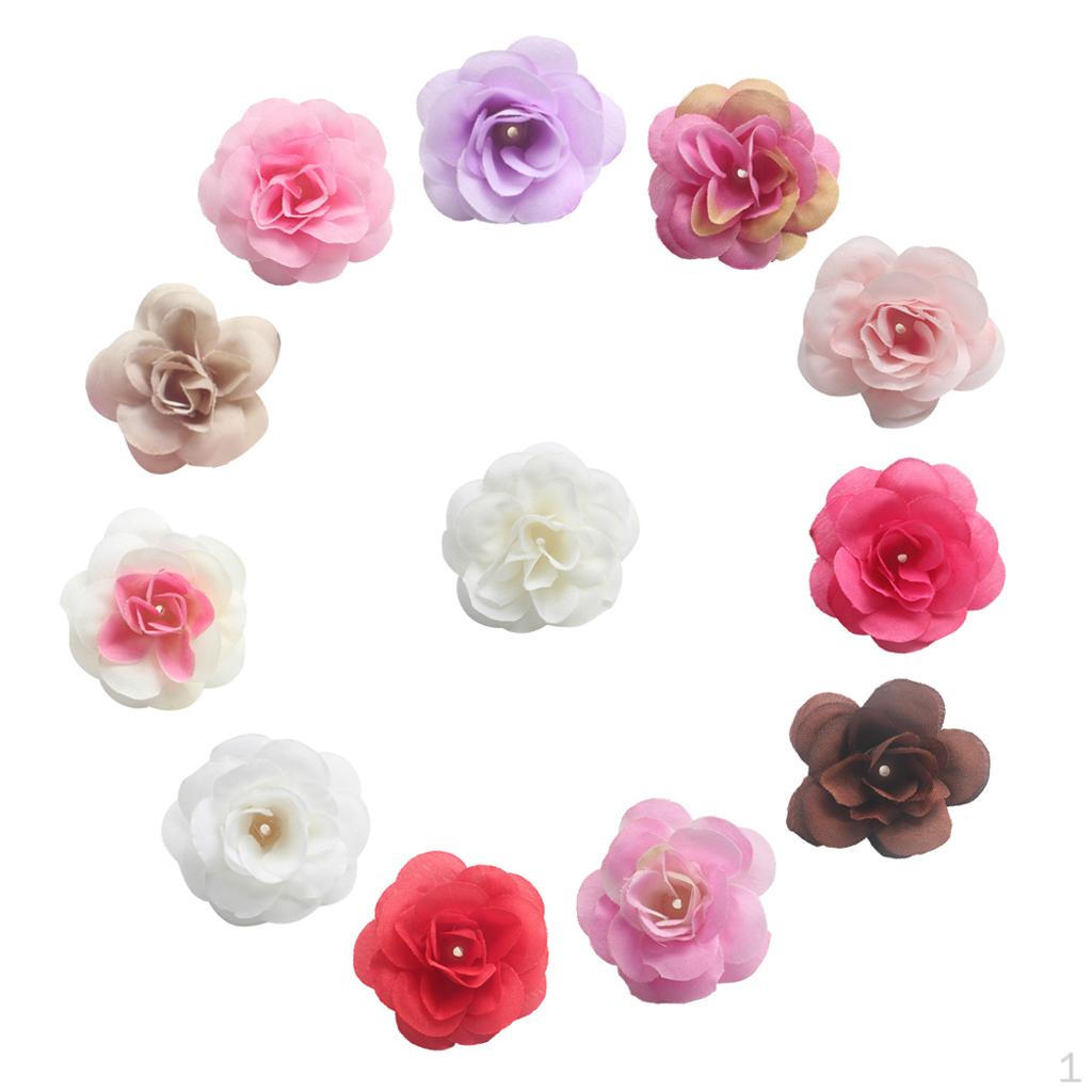 10 Pcs Artificial Rose Flower Heads Embellishments Bridal Wedding