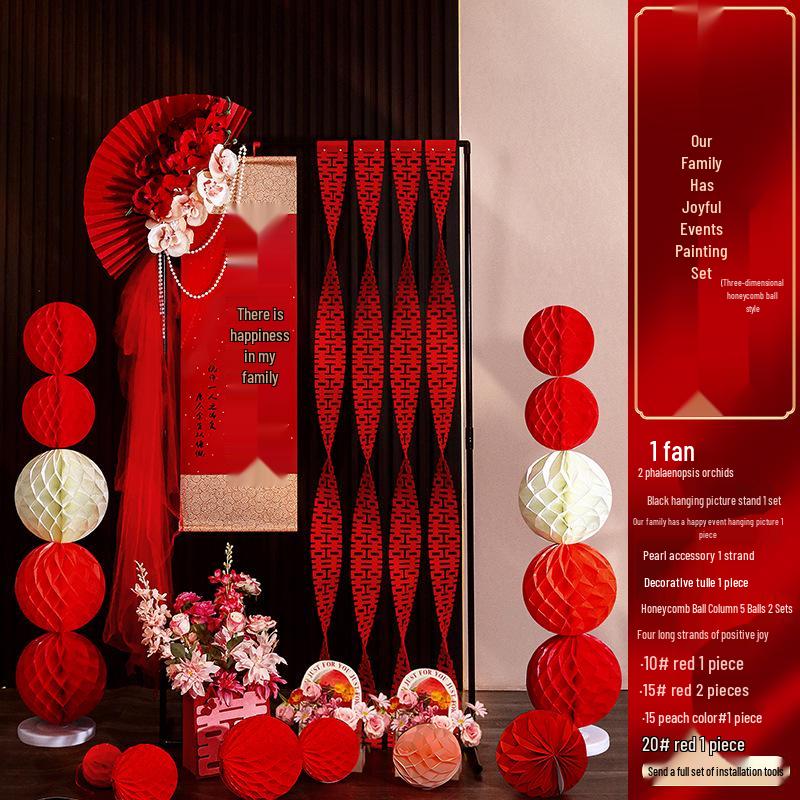 Balayı Süiti Düğün Dekorasyon Seti: Oturma Odası Fotoğraf Sergisi için Çift Mutluluk Parşömeni ve Süs