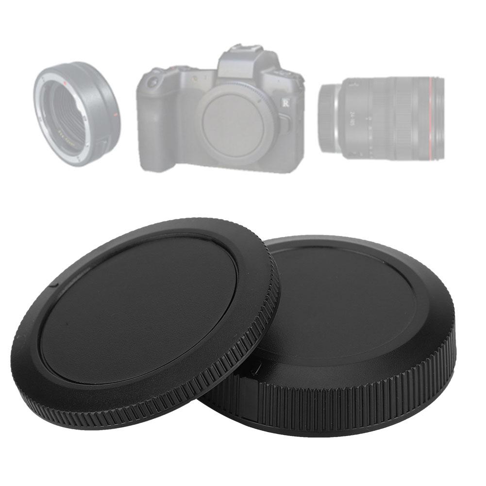 Portable Plastic Cameras Body Front Rear Lenses Cap Cover Set for Canon EOSR Full Frame Camera Black