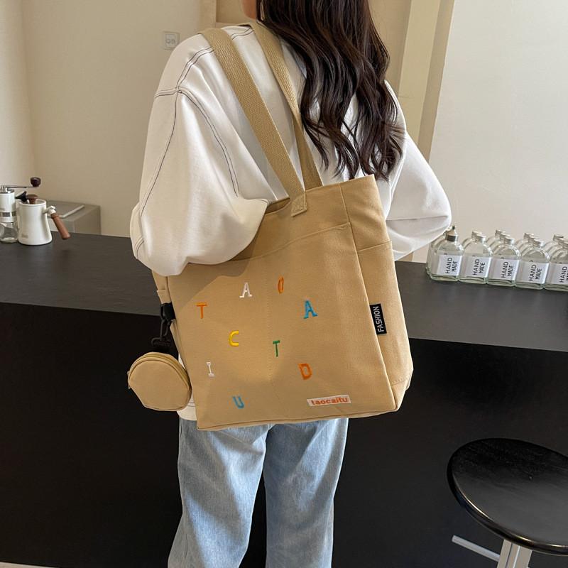 Simple Chic Canvas Shoulder Bag With Inner Pouch For Work And Leisure