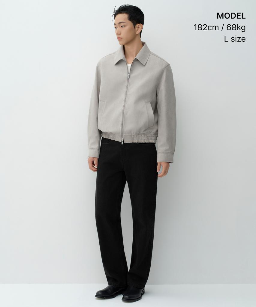 MUSINSA STANDARD Synthetic Suede Minimal Blouson Jacket [Light Grey]