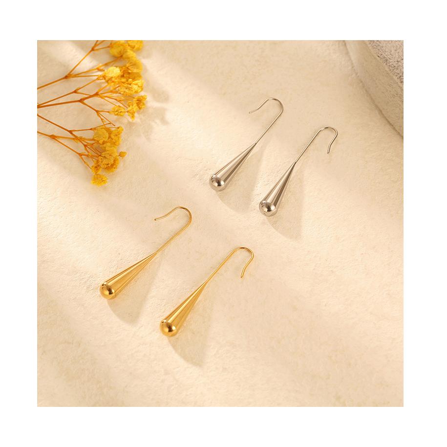 Waterproof Real Stainless Steel Waterdrop Pendant Ear Hook Hollow Long Drop Earrings Daily Chic Fashion Jewelry Gifts For Ladies