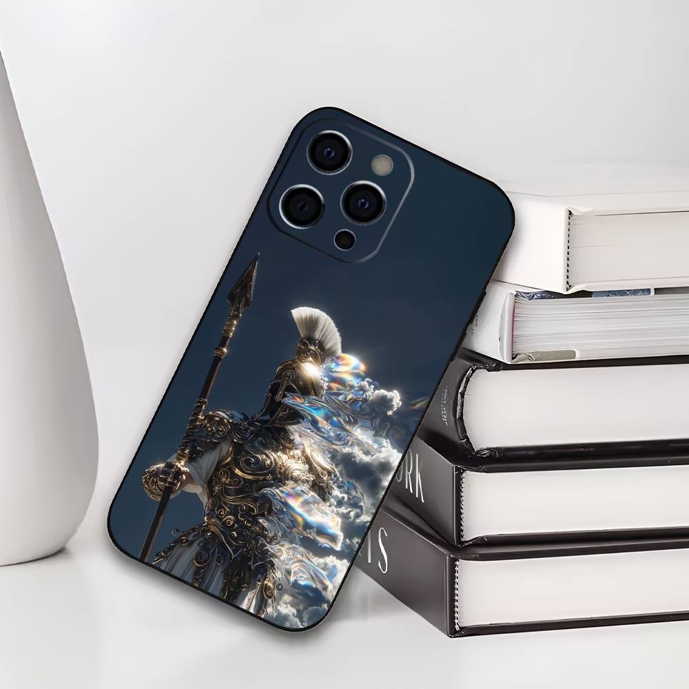 Cool Spartan Phone Case For iPhone 17,16,15,14,13,12,11 Plus,Pro Max,XS,Soft Black Cover