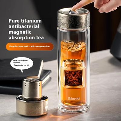 Gianxi Reines Titan Magnetische Tee-Trennungs-Glastasse Für Herren High-End Magnetische Bubble Tea Tasse Glaswaren Glasflasche