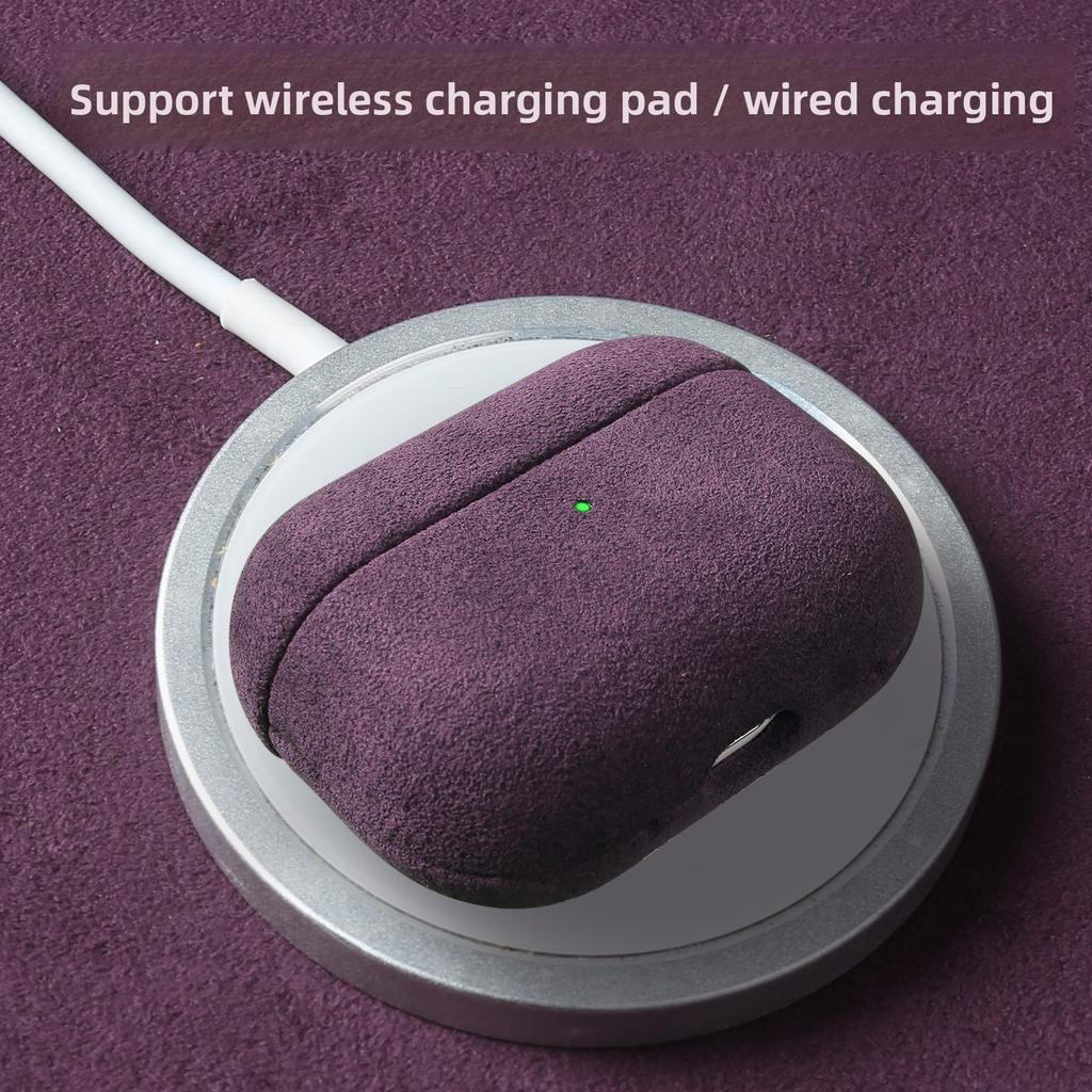 Alcantara Hülle für AirPods Pro 2 3. Gen Premium Business Schlanke Weiche Leder Magnetische Stoßfeste Abdeckung für AirPods 4