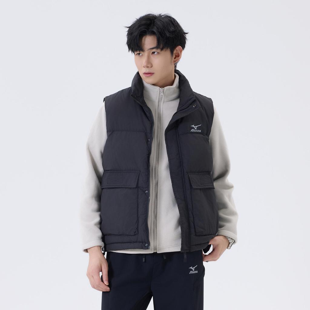 Mizuno Leichte einfarbige Jacke mit Stehkragen, winddicht und warm, mit Daunenweste, Herren-Oberbekleidung A2CE2556