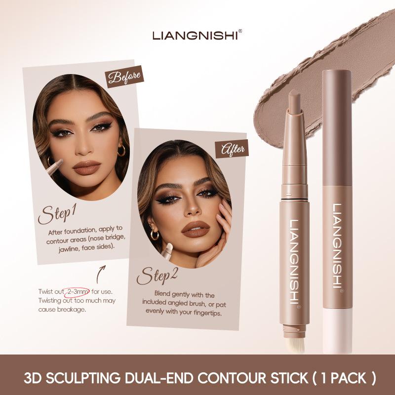 

LIANGNISHI Double-Ended Contour Stick Highlighting Concealer Long-Lasting Makeup 1