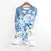 Women's Fashionable Printed Round Neck Long Sleeved Plush Warm Pullover Top
