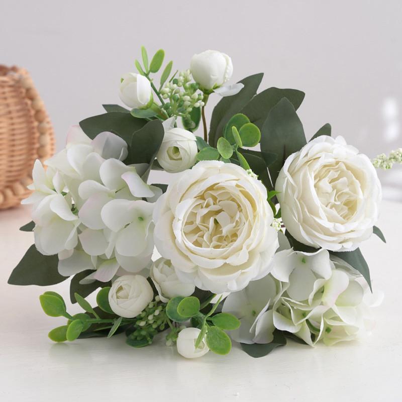 Artificial Flowers Silk Hydrangea Peony Wedding Bridal Bouquet Christmas Home Vase Outdoor Festival Diy Gift Decorative Ornament