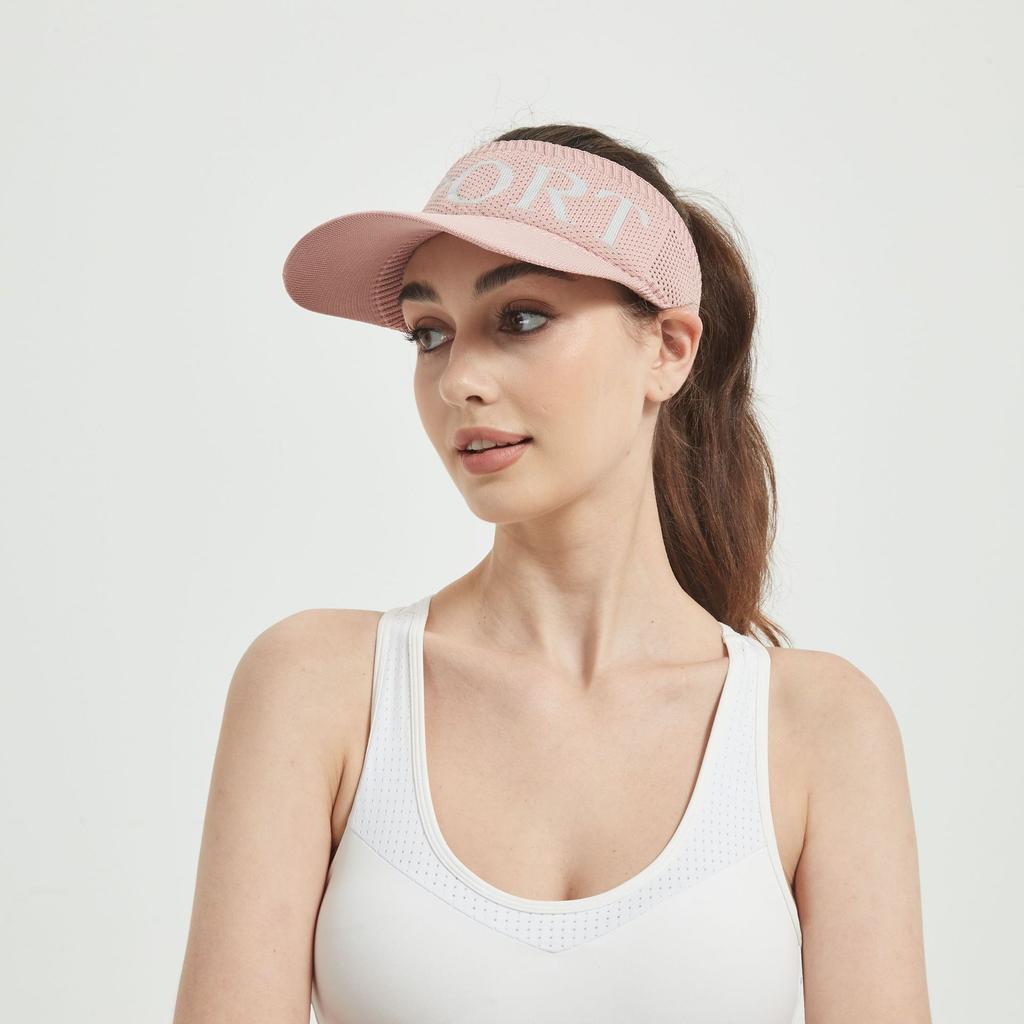 Sporty Mesh Sun Visor Hat with Letter Print, Lightweight Breathable Topless Cap for Running, Golf, Tennis & Outdoor Activities