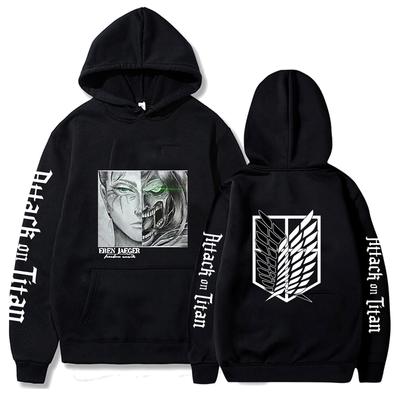 Heißer Anime Hoodie Angriff auf Titan Investigation Corps Eren Yeager PrintHooded Übergroßes Streetwear Sweatshirt Pullover Herbst/Winter