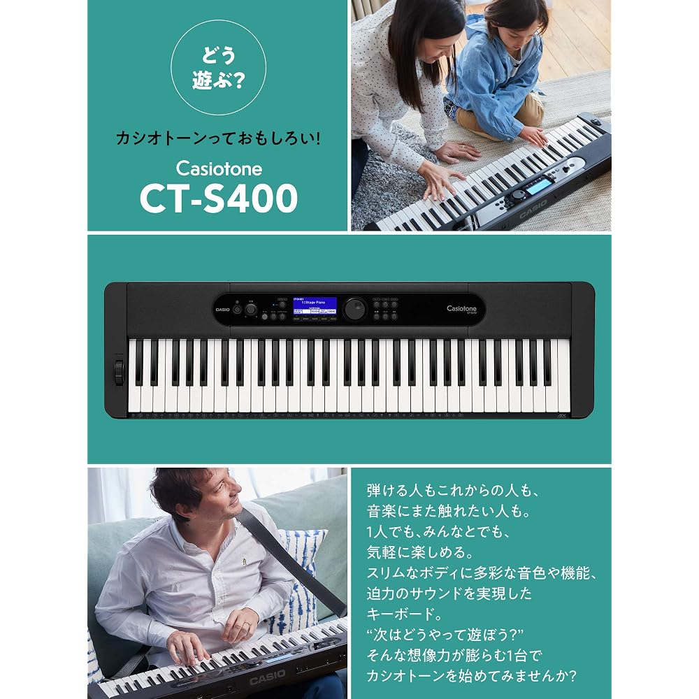 Casio Casiotone CT-S400 Electronic Keyboard (Black) with Touch Response, 61 Standard Keys