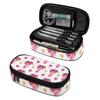 Pencil Bag Portable Durable 300D Polyester Easy Open Zipper with Main Pocket Mesh Layer and Removable Pen Divider for Students