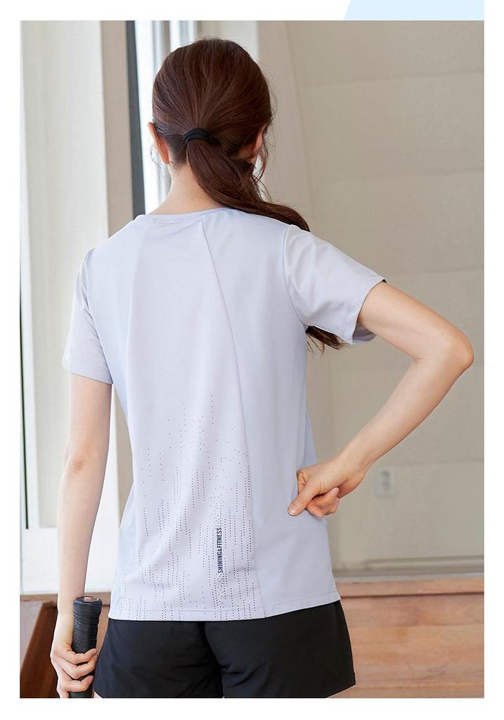 2022 Women's Plus Size Loose Short Sleeve Yoga Fitness Top - Solid Color, Round Neck