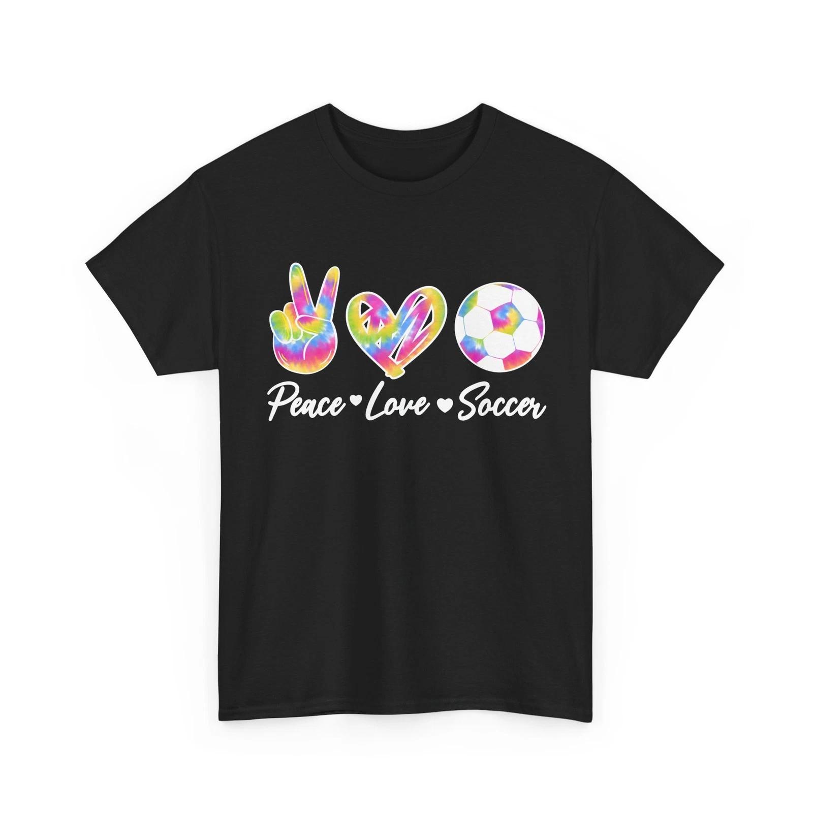 Soccer T-Shirt, Peace Love Soccer Sports Lovers Player Tie Dye T-Shirt S