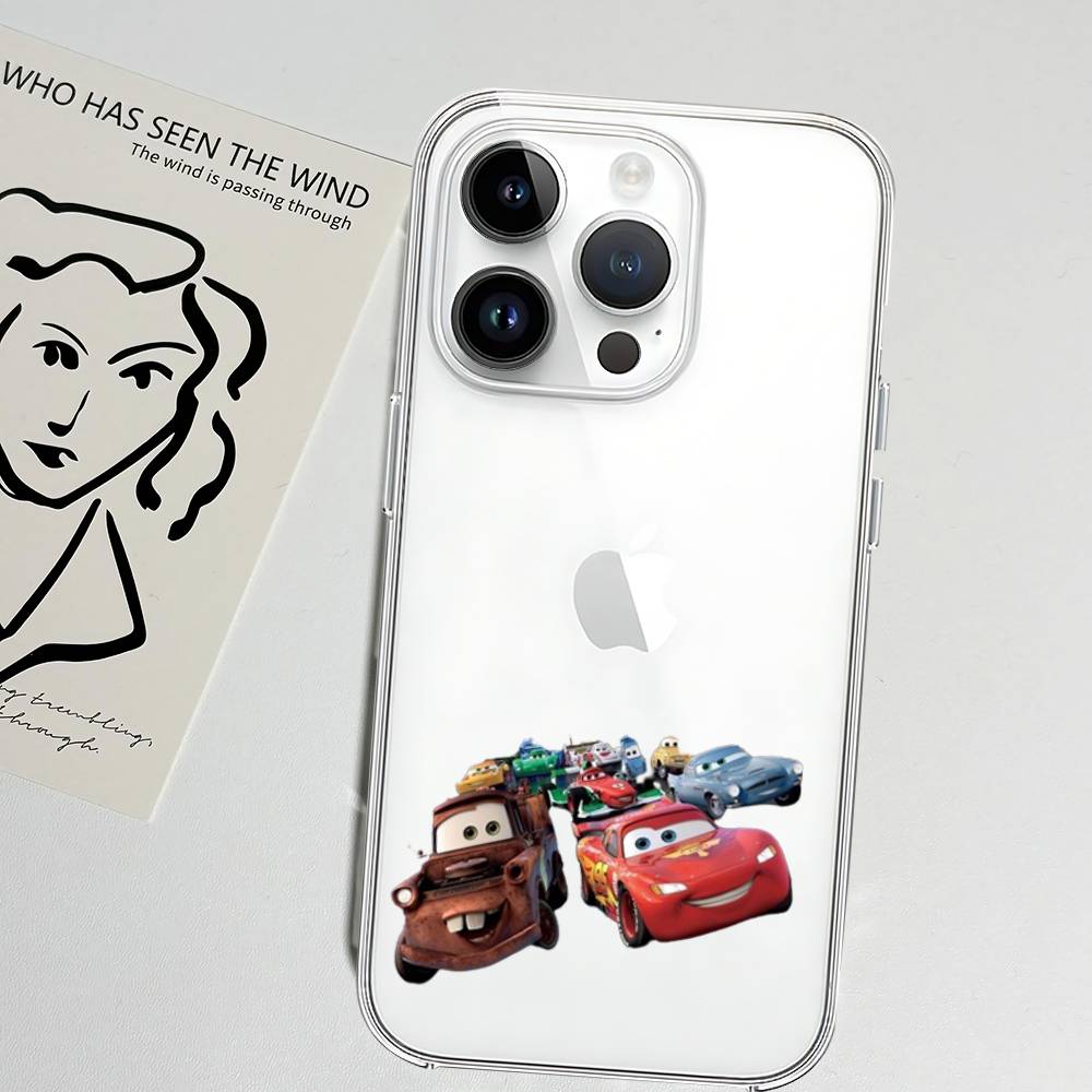 Cars L-Lightning M-McQueen Phone Case Soft Transparent Case For IPhone 17 16 15 14 13 12 11 Pro Max Mini Plus Shockproof Cover