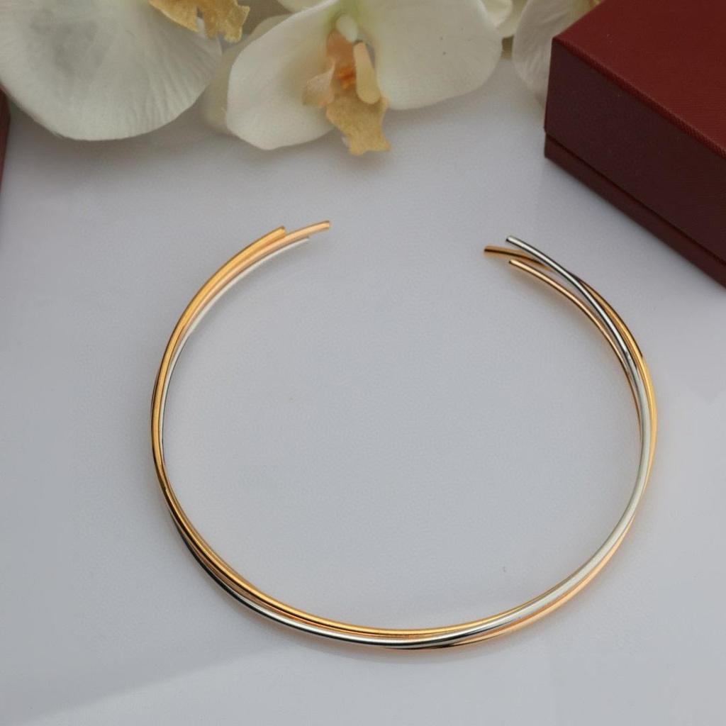 Three Ring Tricolor Collar Necklace Electroplated Thick Gold for Longer Color Retention Gift Pendant Collar