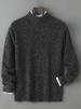 Men's Winter Thickened Pure Wool Half-High Collar Sweater - Three-Strand Marled Yarn Loose Knit