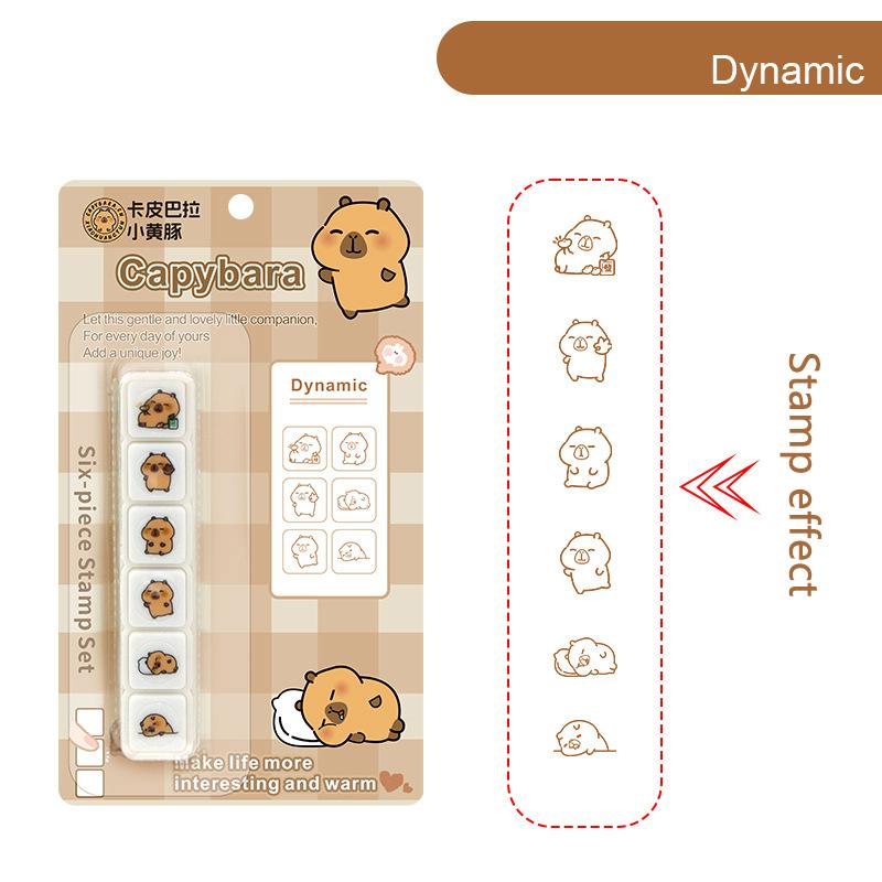 

1 Set Graffiti Stamped Toys For Students Plastic Self-Ink Seal Capybara Patterns Diy Album Journal Planner Kapibala Stamps