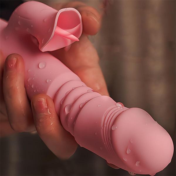 Dual Head Tongue Stretch Rabbit Vibrator 7 Frequency Vibrating Female Sex Toys G Spot Stimulation Dildo Vibrator Clitoral Stimulation Masturbation