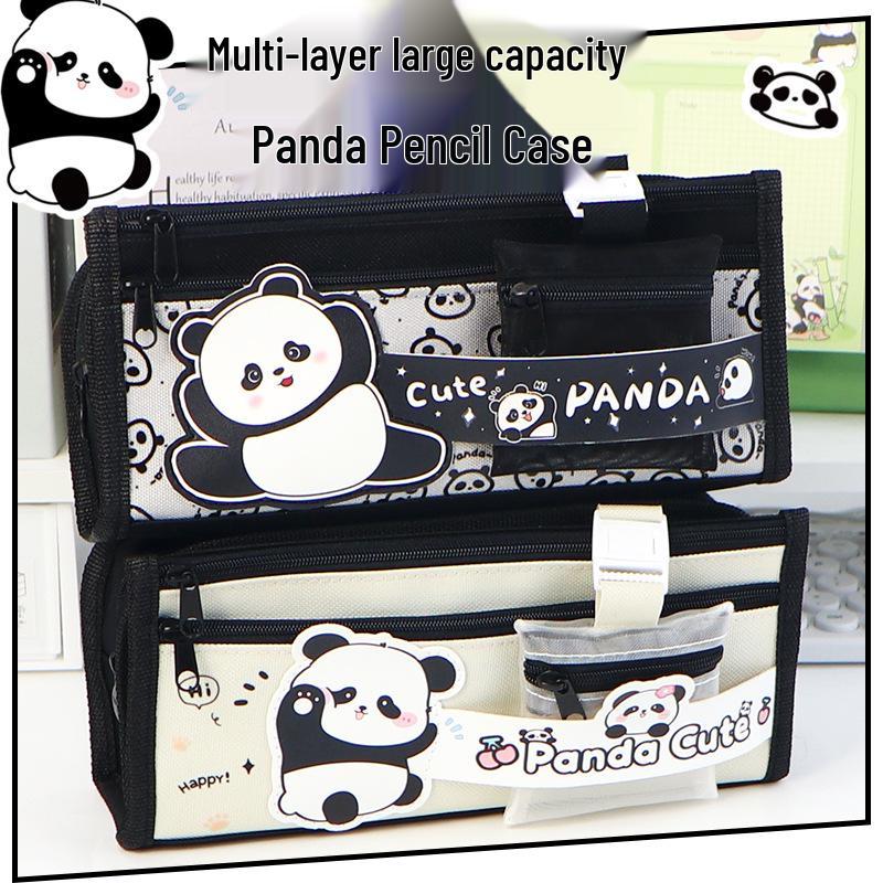 Panda Pencil Case: Large Capacity, Cute Multi-Layer Stationery Box for Elementary Students