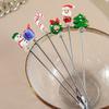 Creative Christmas Fruit Skewer Stainless Steel Handmade Forks Santa Tree Fruit Fork Dessert Toothpick Christmas Party Supplies