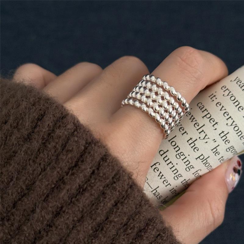 Geometric Open Twisted Ring for Women - Versatile, Stackable, Irregular Wide Band for Index Finger, Ins Style Adjustable Open Size jz7933