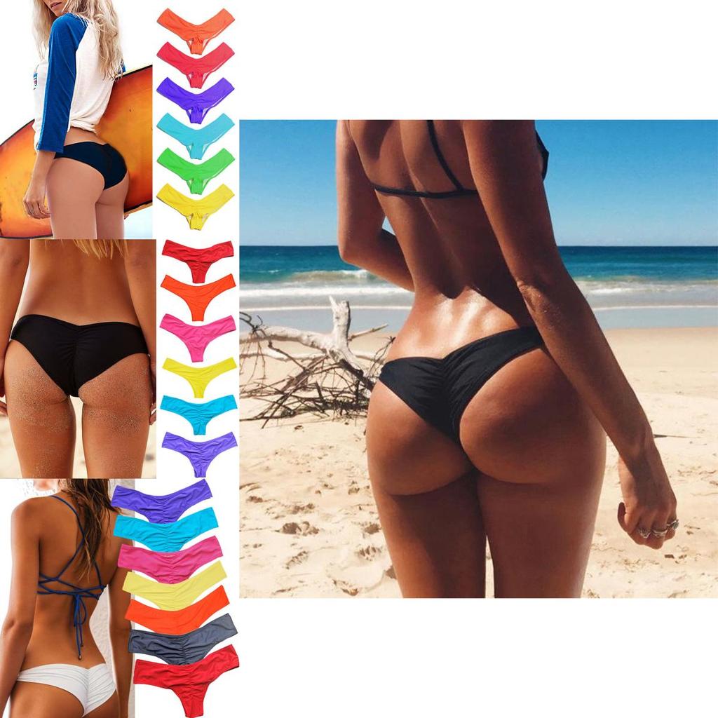 Luxurious Women Brazilian G-string Briefs With Elegant Ruffles For Beachwear