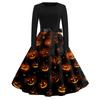 Women's Vintage Halloween Print Round Neck Casual Dress for Everyday Wear
