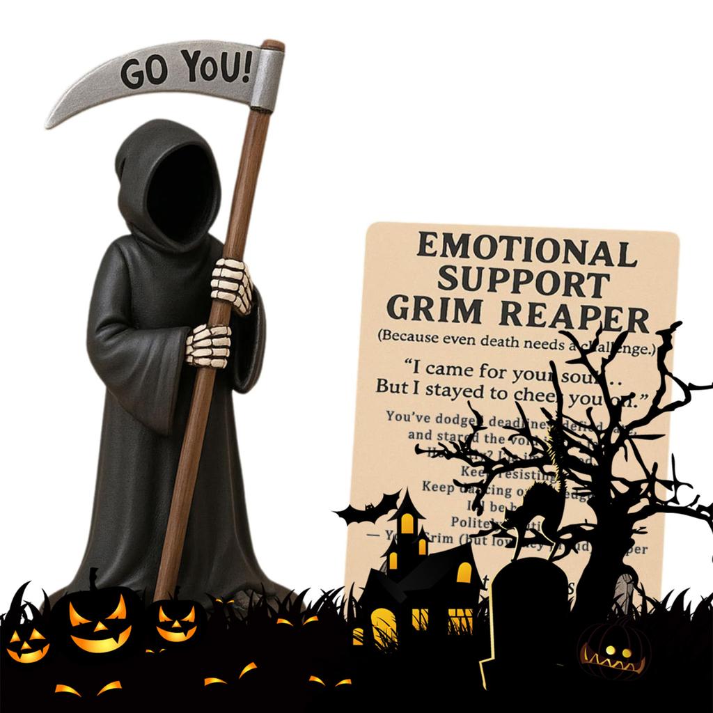 Halloween Grim Reaper Figurine Bookshelf Decor Goth Fantasy Art Mystery Man Decor Suitable for Table Centerpiece Shelf