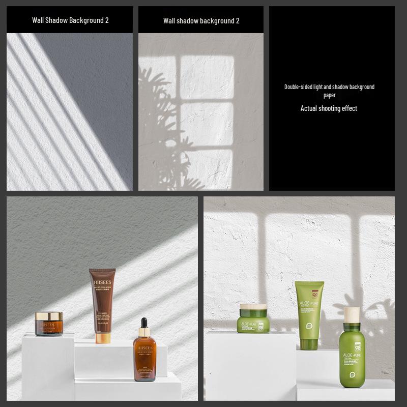 3D Double-Sided Tree Shadow Background Paper for Photography: Minimalist Prop for Cosmetics, Food, and Jewelry Still Life